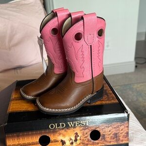 Old West Pink and Brown Leather Boots